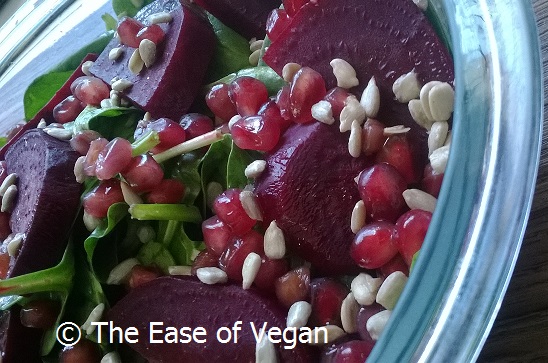 Spinach Beet and Pomegranate Citrus Salad